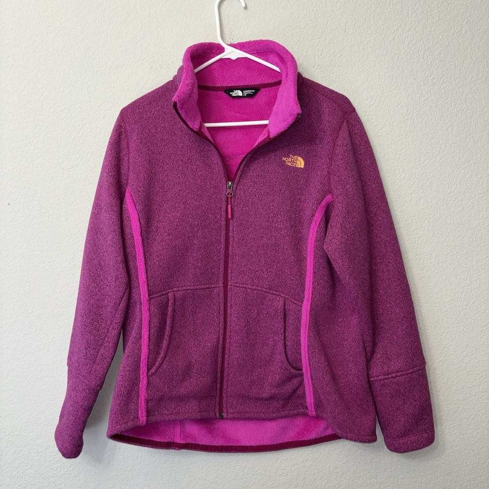 The North Face Purple Banderitas Full Zip Fleece Jacket Size Large L Orange Logo